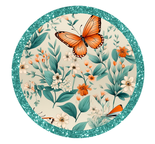 Preorder ends 3/3- Teal Floral Butterfly (SHIPS EARLY JUNE)